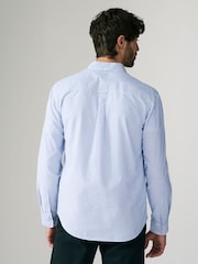Blue/White Stripe Long Sleeve Oxford 100% Cotton Shirt - Image 2 of 8