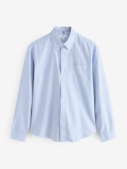 Blue/White Stripe Long Sleeve Oxford 100% Cotton Shirt - Image 6 of 8