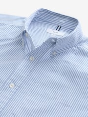 Blue/White Stripe Long Sleeve Oxford 100% Cotton Shirt - Image 7 of 8