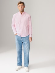 Pink/White 100% Cotton Stripe Long Sleeve Oxford Shirt - Image 2 of 7