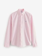 Pink/White 100% Cotton Stripe Long Sleeve Oxford Shirt - Image 5 of 7