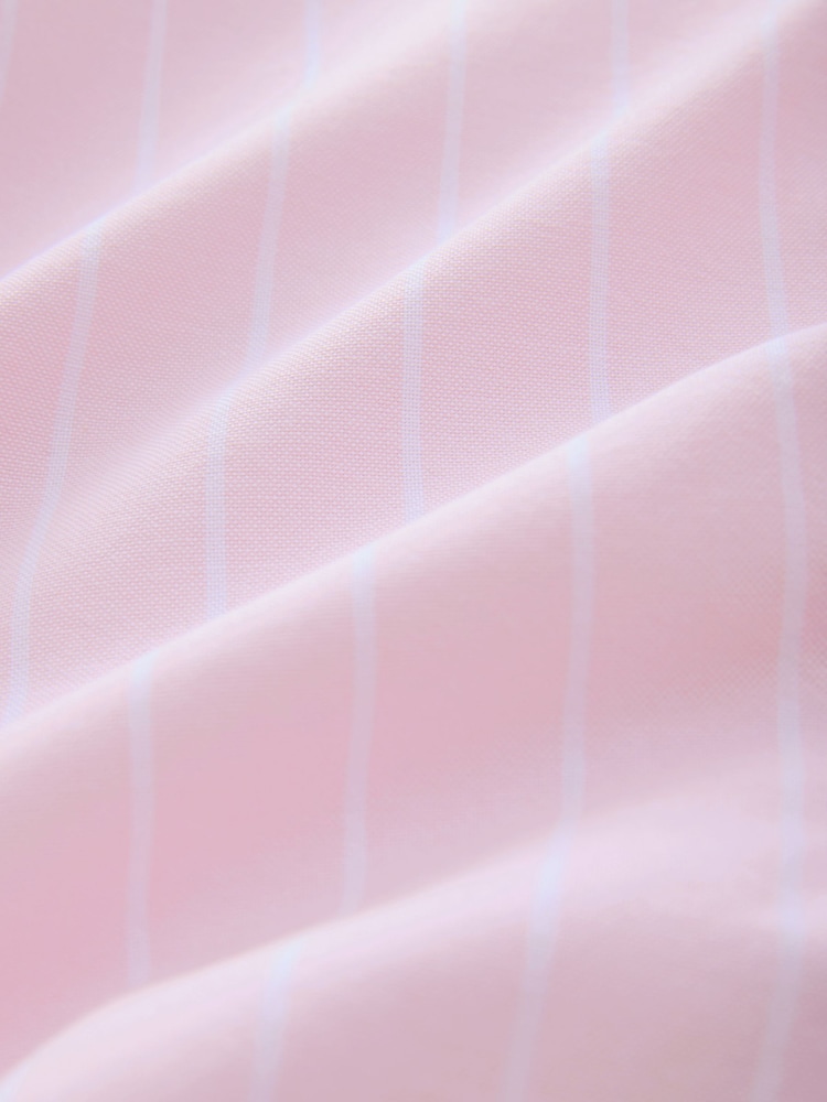 Pink/White 100% Cotton Stripe Long Sleeve Oxford Shirt - Image 7 of 7