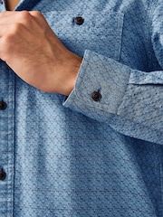 Blue Twin Pocket Textured Long Sleeve 100% Cotton Shirt - Image 3 of 10