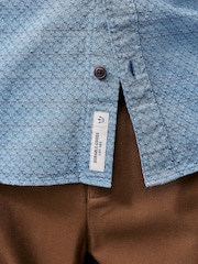Blue Twin Pocket Textured Long Sleeve 100% Cotton Shirt - Image 4 of 10
