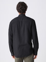 Black Cotton Tencel Blend Long Sleeve Shirt - Image 2 of 8
