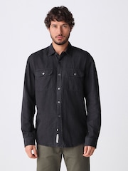 Black Cotton Tencel Blend Long Sleeve Shirt - Image 3 of 8