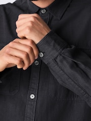 Black Cotton Tencel Blend Long Sleeve Shirt - Image 4 of 8