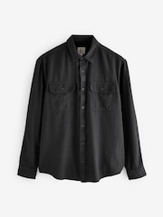 Black Cotton Tencel Blend Long Sleeve Shirt - Image 6 of 8