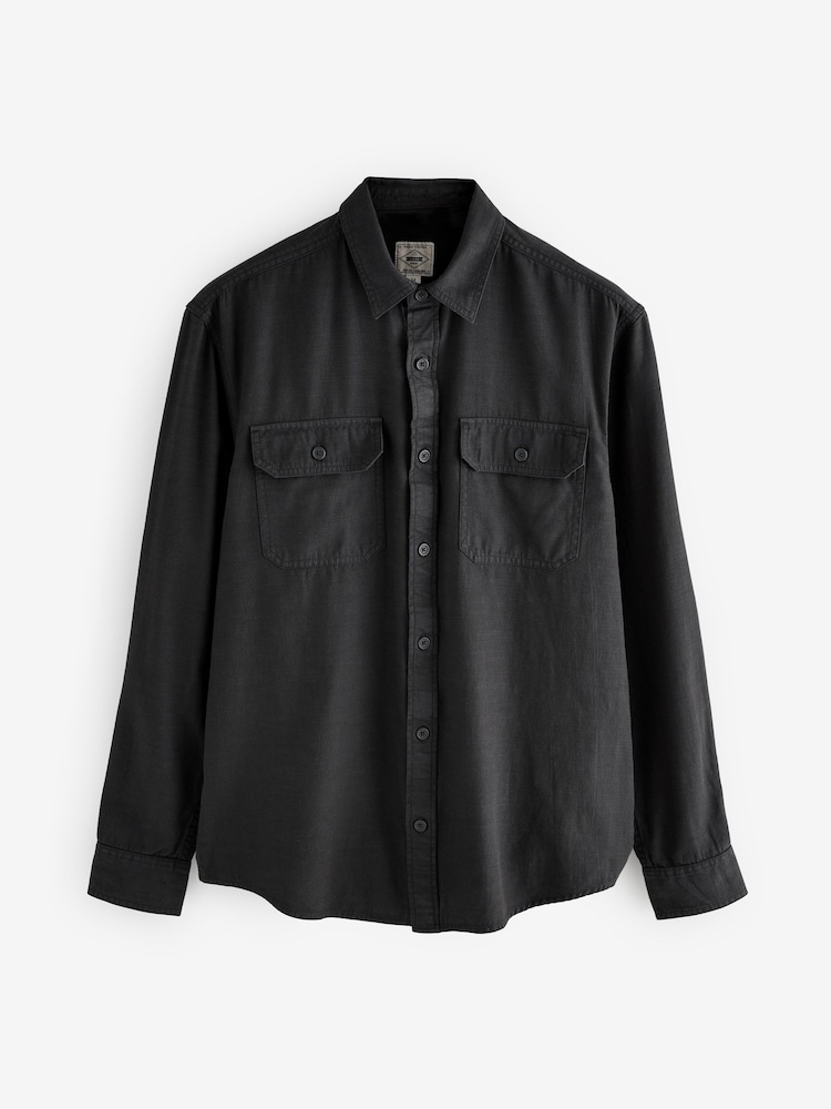 Black Cotton Tencel Blend Long Sleeve Shirt - Image 6 of 8