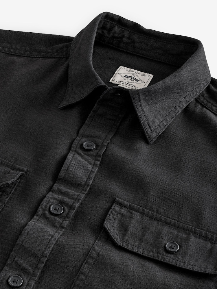 Black Cotton Tencel Blend Long Sleeve Shirt - Image 7 of 8