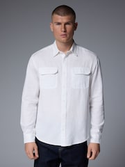 White Cotton Tencel Blend Long Sleeve Shirt - Image 2 of 7