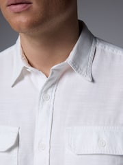 White Cotton Tencel Blend Long Sleeve Shirt - Image 4 of 7