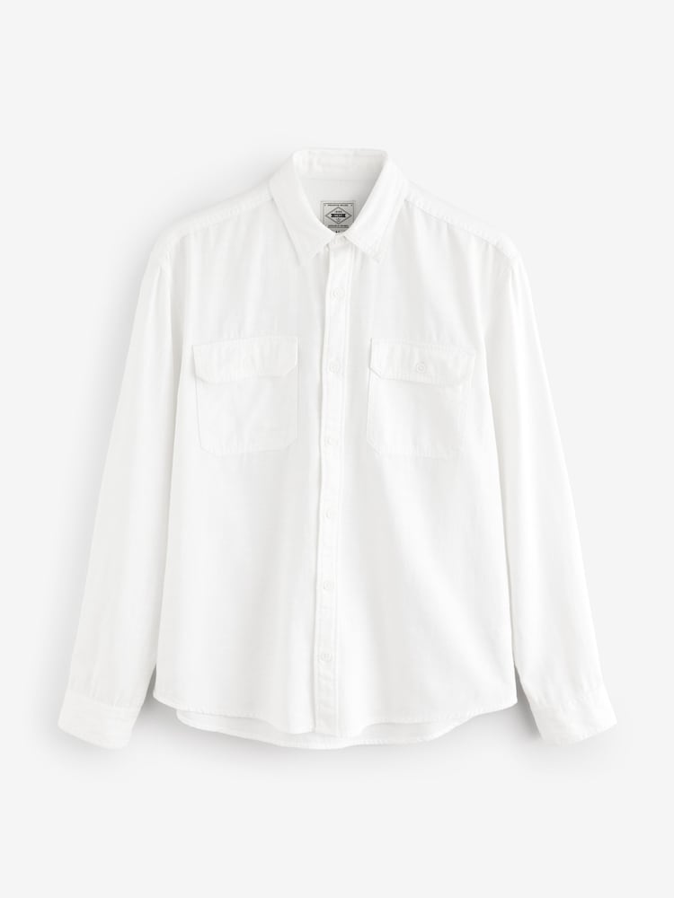 White Cotton Tencel Blend Long Sleeve Shirt - Image 5 of 7