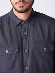 Blue Cotton Tencel Blend Long Sleeve Shirt - Image 2 of 6