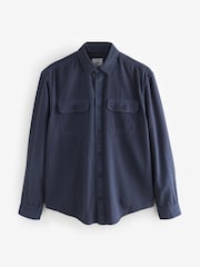 Blue Cotton Tencel Blend Long Sleeve Shirt - Image 6 of 6