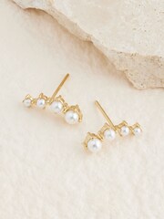 Gold Plated Sterling Silver Crawler Stud Earrings - Image 1 of 3