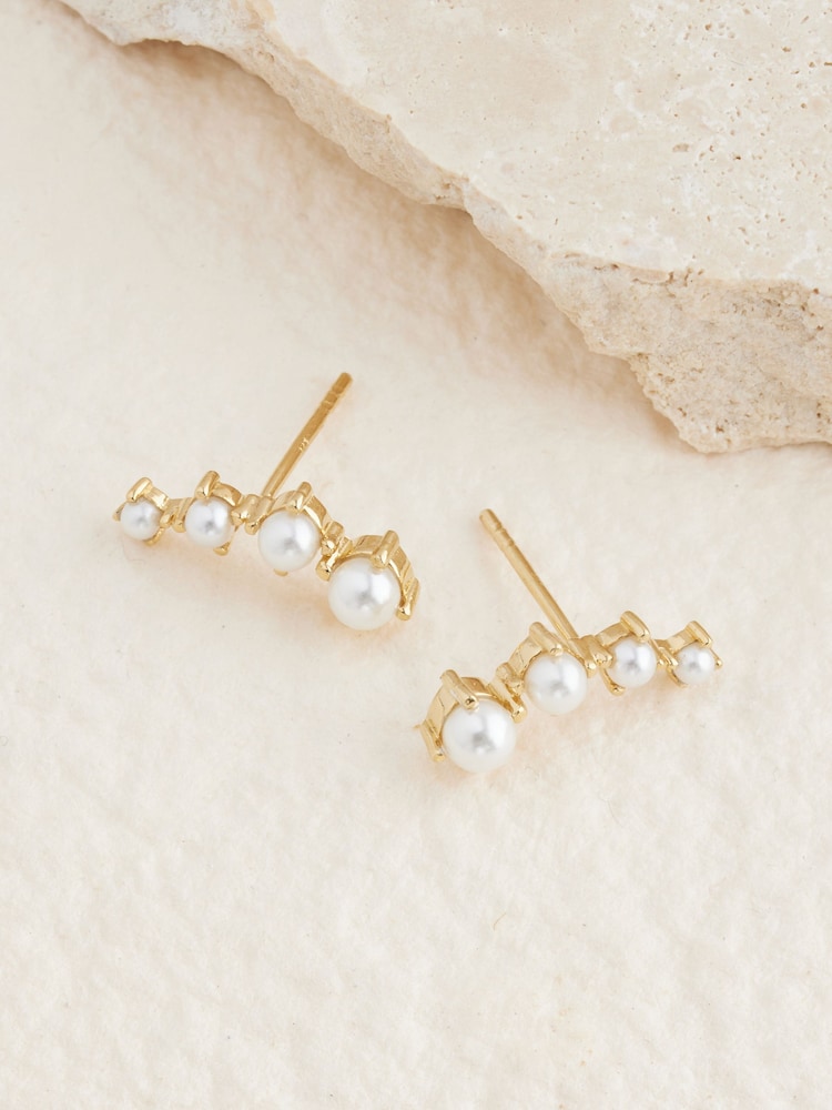 Gold Plated Sterling Silver Crawler Stud Earrings - Image 1 of 3