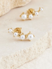 Gold Plated Sterling Silver Crawler Stud Earrings - Image 2 of 3