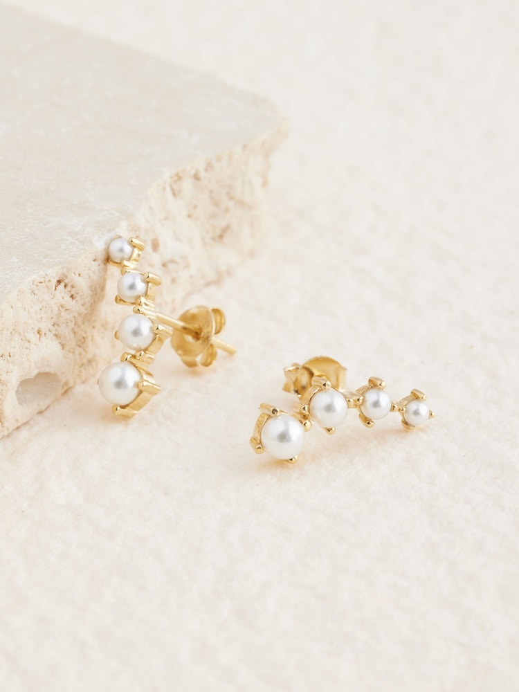 Gold Plated Sterling Silver Crawler Stud Earrings - Image 3 of 3