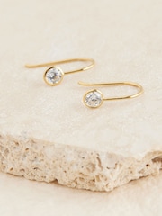 Gold Plated Sterling Silver Cubic Zirconia Pull Through Earrings - Image 1 of 3