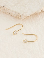 Gold Plated Sterling Silver Cubic Zirconia Pull Through Earrings - Image 2 of 3