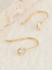 Gold Plated Sterling Silver Cubic Zirconia Pull Through Earrings - Image 3 of 3