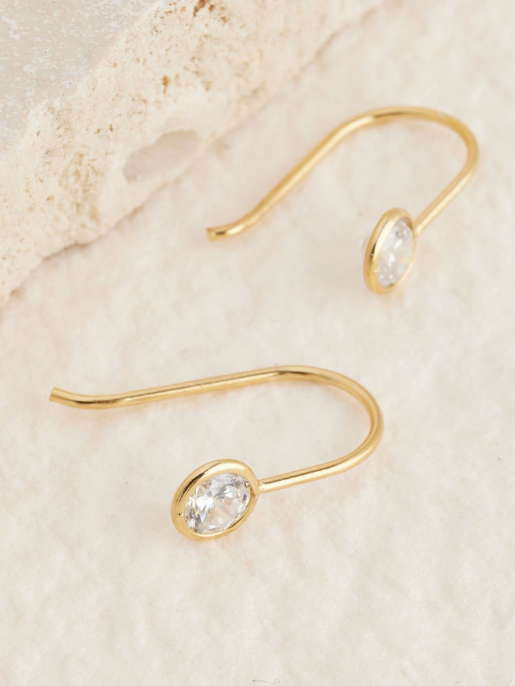 Gold Plated Sterling Silver Cubic Zirconia Pull Through Earrings - Image 3 of 3