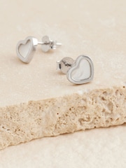 Sterling Silver Mother Of Pearl Heart Earrings - Image 3 of 3