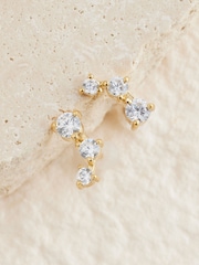 Gold Plated Sterling Silver Sparkle Stud Earrings 2 Pack - Image 3 of 4
