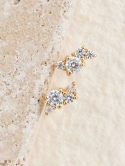 Gold Plated Sterling Silver Sparkle Stud Earrings 2 Pack - Image 4 of 4
