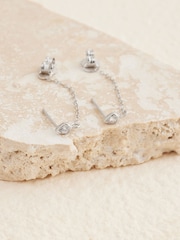 Sterling Silver Cubic Zirconia Chain Stud Earrings - Image 1 of 3
