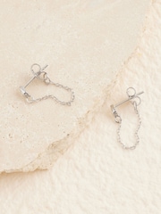 Sterling Silver Cubic Zirconia Chain Stud Earrings - Image 2 of 3
