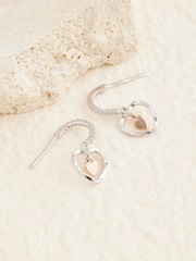 Sterling Silver Mixed Metal Heart Drop Earrings - Image 1 of 3