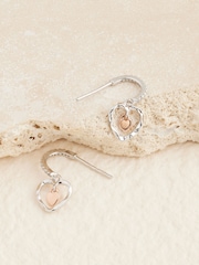 Sterling Silver Mixed Metal Heart Drop Earrings - Image 2 of 3