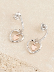 Sterling Silver Mixed Metal Heart Drop Earrings - Image 3 of 3