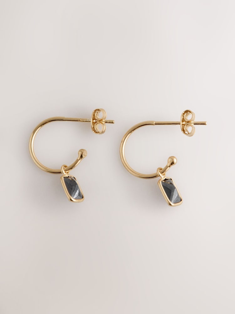 Gold Plated Sterling Silver Charm Hoop Earrings - Image 1 of 3