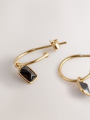 Gold Plated Sterling Silver Charm Hoop Earrings - Image 2 of 3