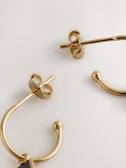 Gold Plated Sterling Silver Charm Hoop Earrings - Image 3 of 3