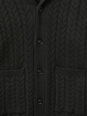 Reiss Forest Green Armitage Cabled Shawl-Collar Cardigan with Cotton and Wool - Image 6 of 6