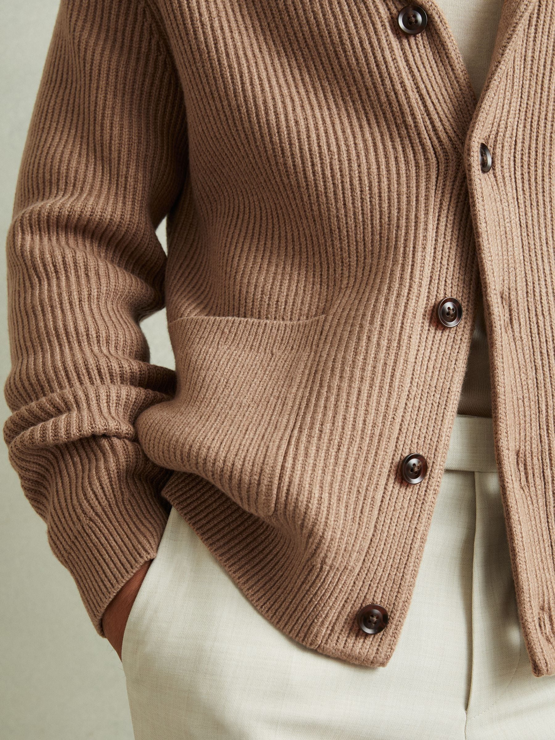 トップス A.PRESSE Silk linen Cardigan brown 2 中古・古着通販】A.PRESSE (アプレッセ) Silk linen Cardigan ブラウン