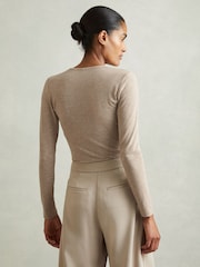 Reiss Neutral Ana Marled Asymmetric Ruched Top - Image 5 of 6