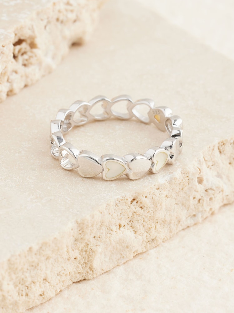 Sterling Silver Mother Of Pearl Heart Ring - Image 1 of 3 Sterling Silver Mother Of Pearl Heart Ring - Image 1 of 3