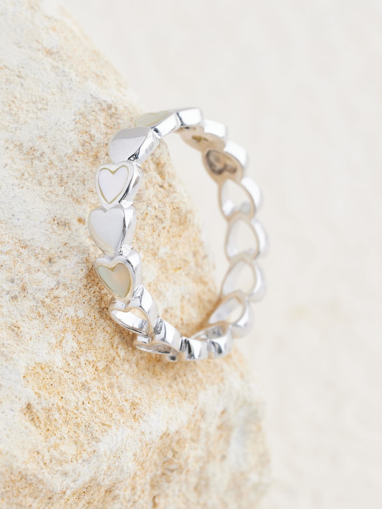 Sterling Silver Mother Of Pearl Heart Ring - Image 2 of 3 Sterling Silver Mother Of Pearl Heart Ring - Image 2 of 3