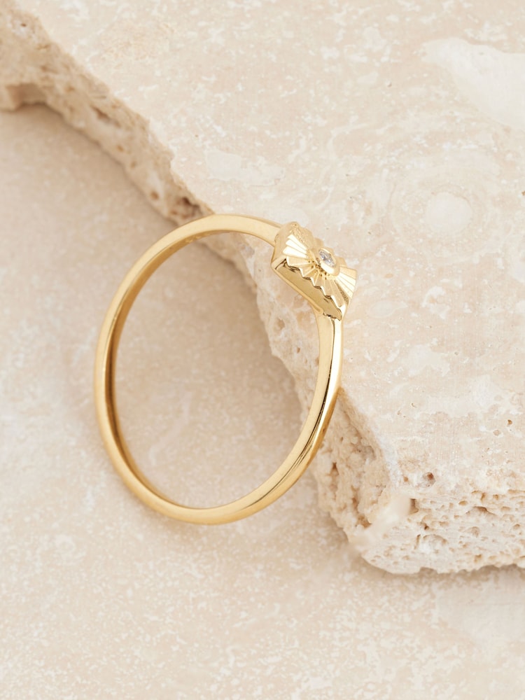 Gold Plated Sterling Silver Sunray Ring - Image 3 of 3