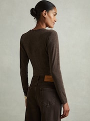 Reiss Chocolate Ana Marled Asymmetric Ruched Top - Image 4 of 5