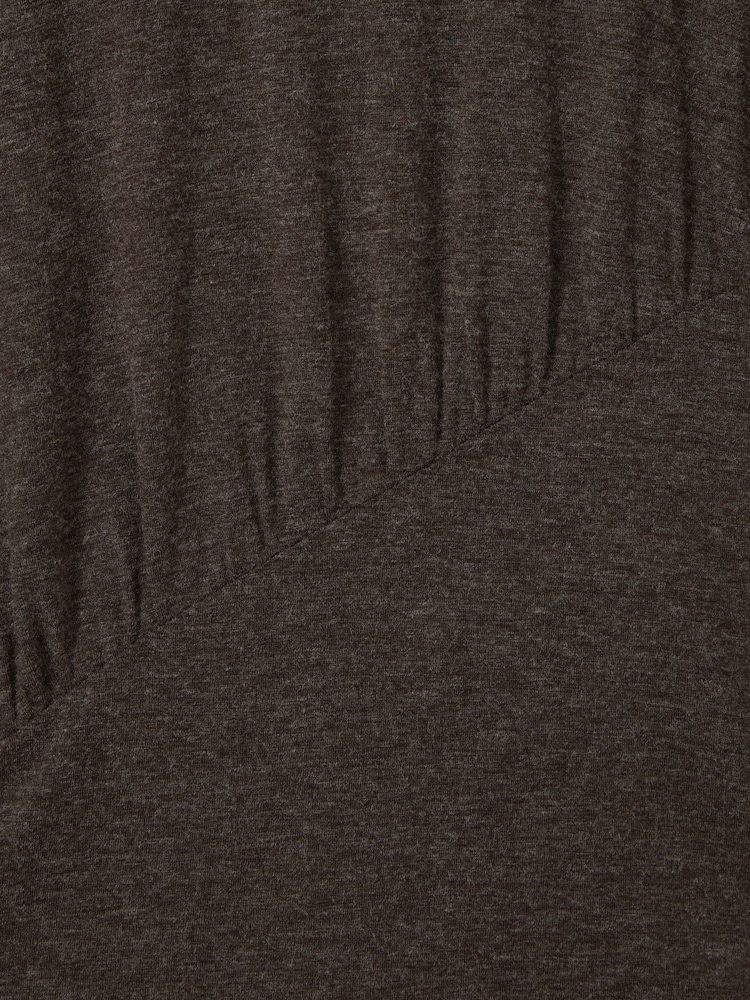 Reiss Chocolate Ana Marled Asymmetric Ruched Top - Image 5 of 5