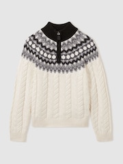 Reiss Black/White Colorado Zipped Jumper with Cotton and Wool - Image 2 of 6