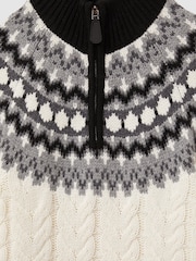Reiss Black/White Colorado Zipped Jumper with Cotton and Wool - Image 6 of 6