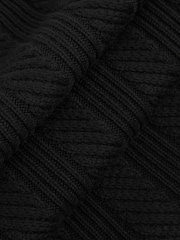 Reiss Black Flick Cabled Roll-Neck Jumper with Cotton and Wool - Image 7 of 7
