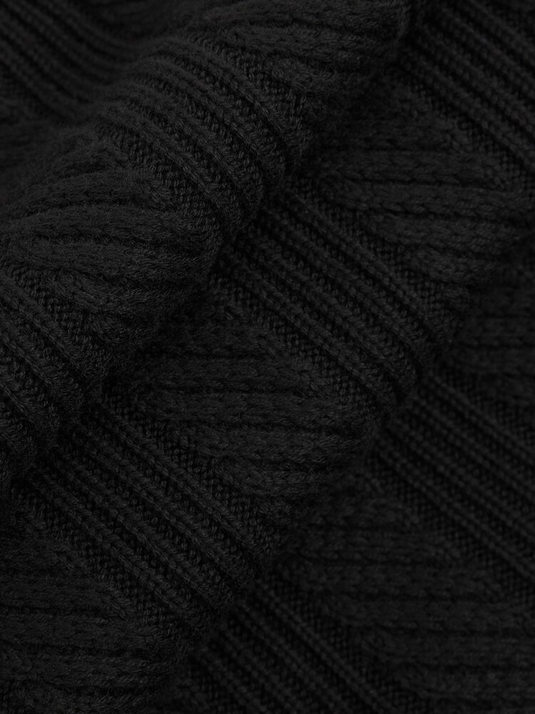 Reiss Black Flick Cabled Roll-Neck Jumper with Cotton and Wool - Image 7 of 7
